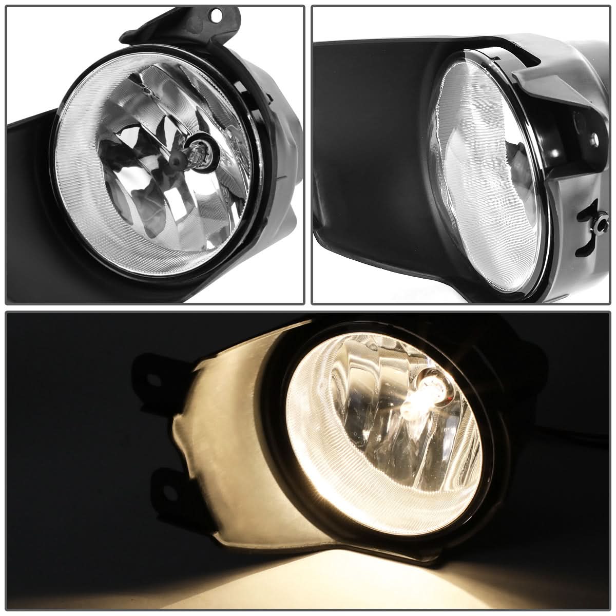 08-17 Toyota Sequoia Fog Lights with Switch H10 Bulb Chrome Clear