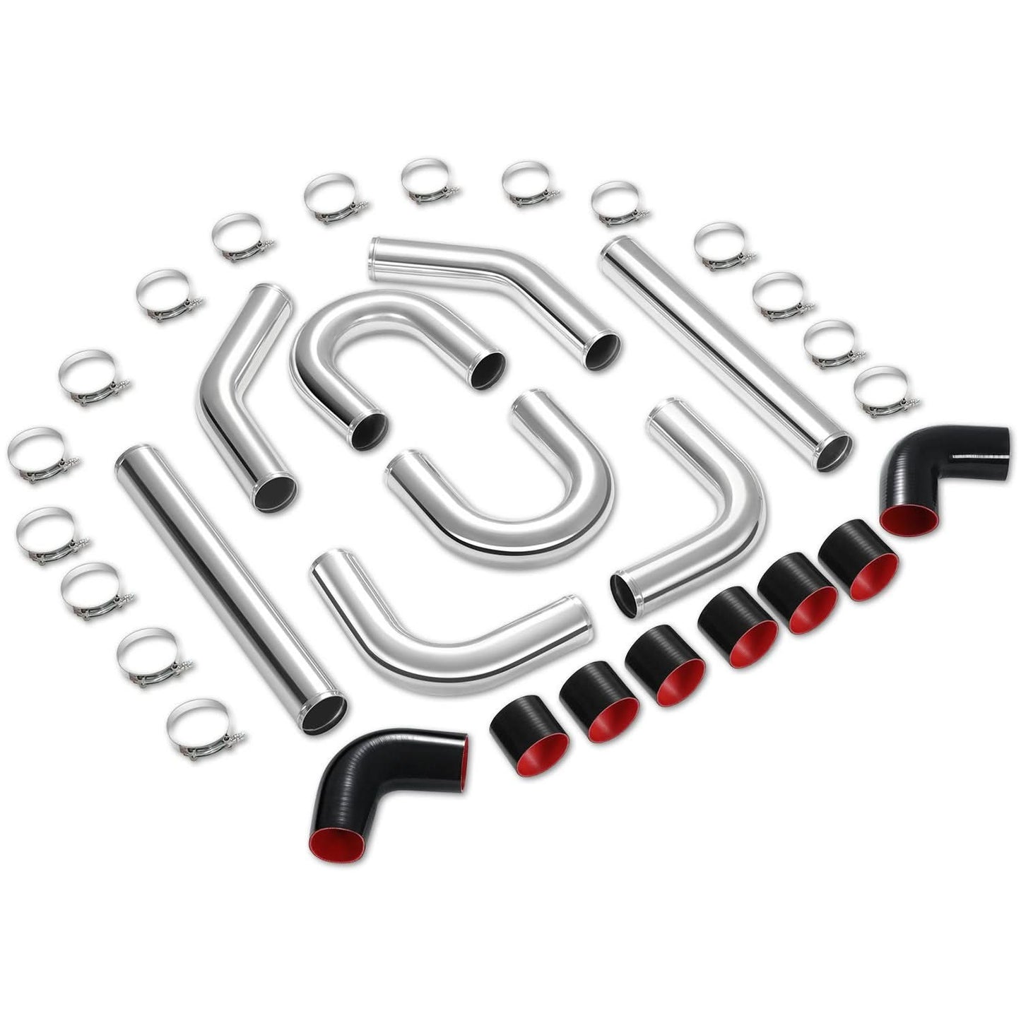 Universal 3.0" Aluminum Intercooler Piping Kit - 8 Piece Set