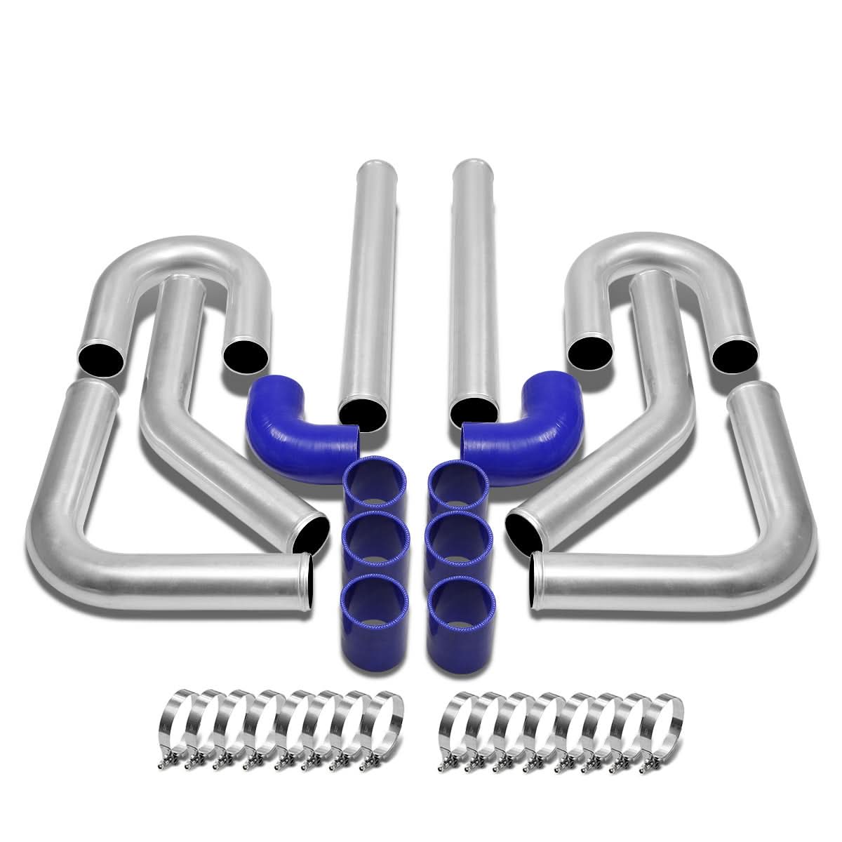 Universal 2.25" Aluminum Intercooler Piping Kit - 8PC with Clamps