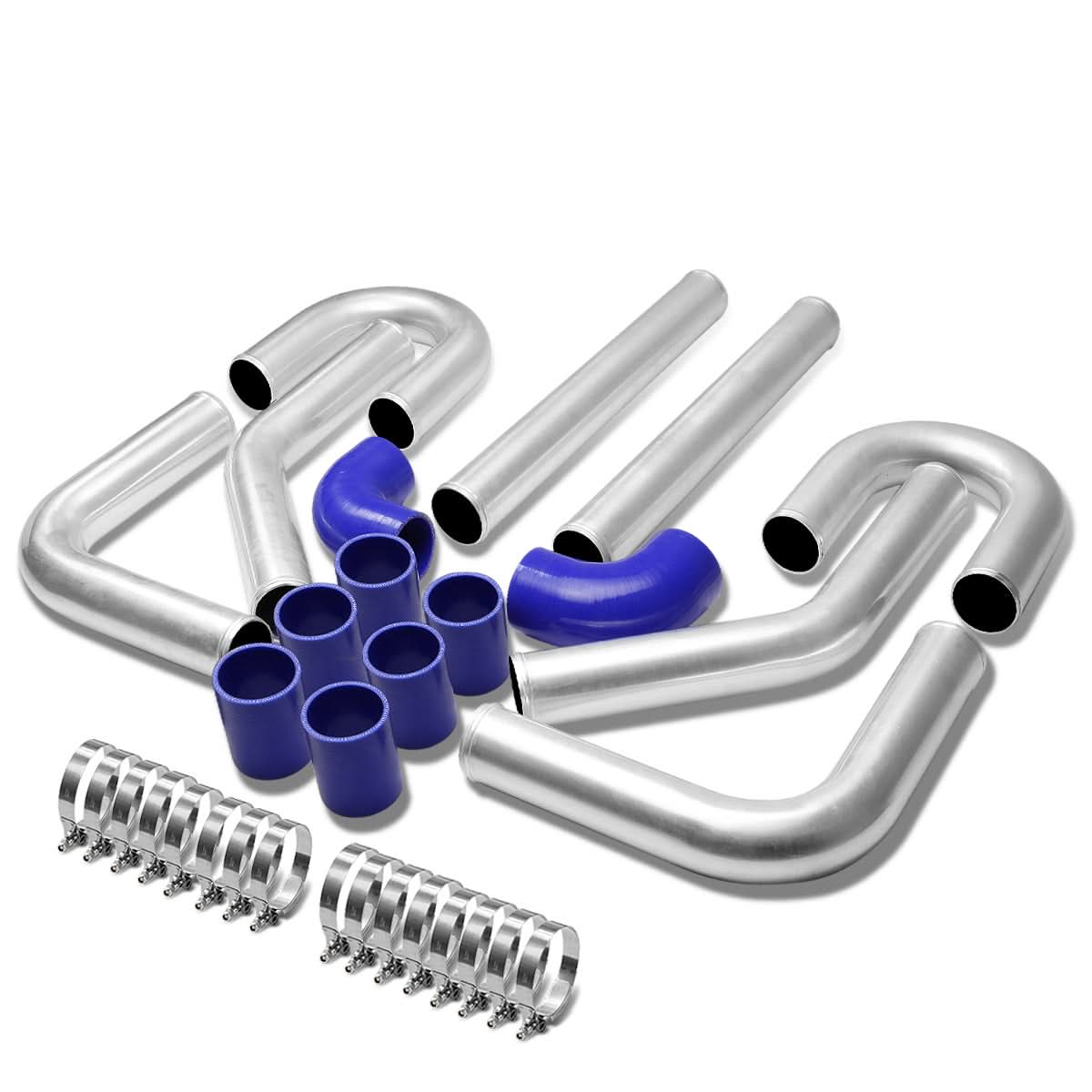 Universal Aluminum Intercooler Piping Kit - 2.5" - 8PC w/ Hoses & Clamps