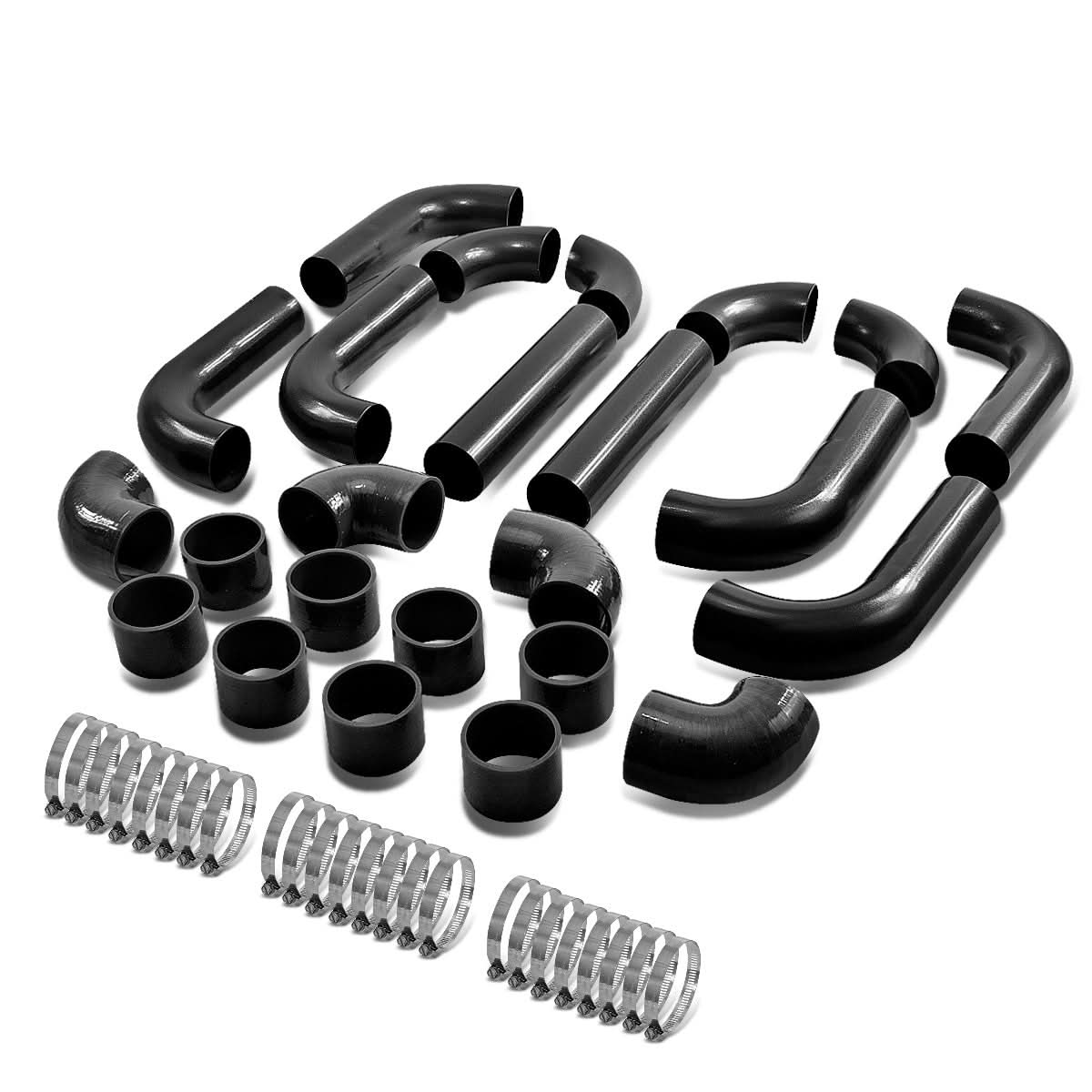 Universal Intercooler Piping Kit 2.50" 14pc Aluminum Black