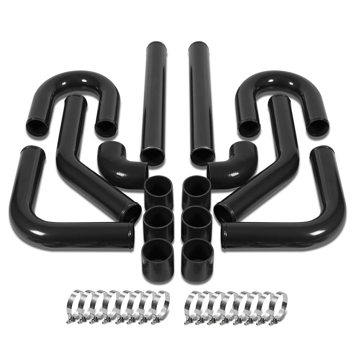 Universal 2.75" Aluminum Intercooler Piping Kit - 8PC w/ Clamps