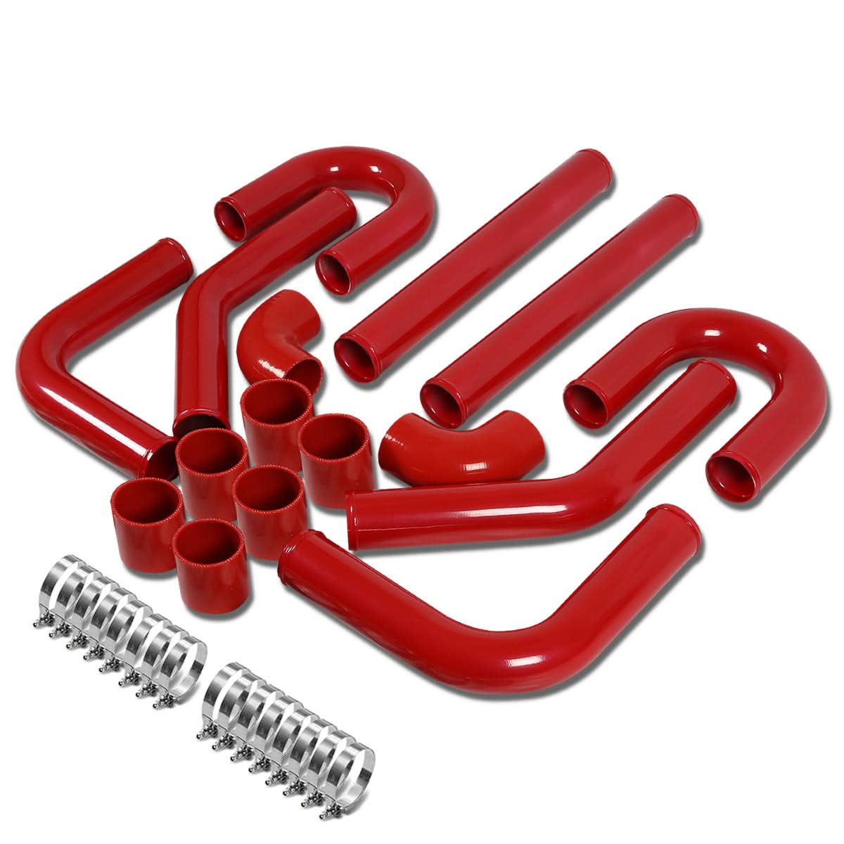 Universal 2.75" Aluminum Intercooler Piping Kit - 8PC with Hoses