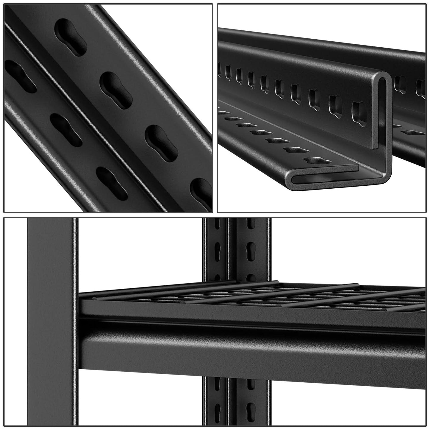 35.4" W x 15.7" D x 72" H Steel Garage Shelves Powdercoated Black