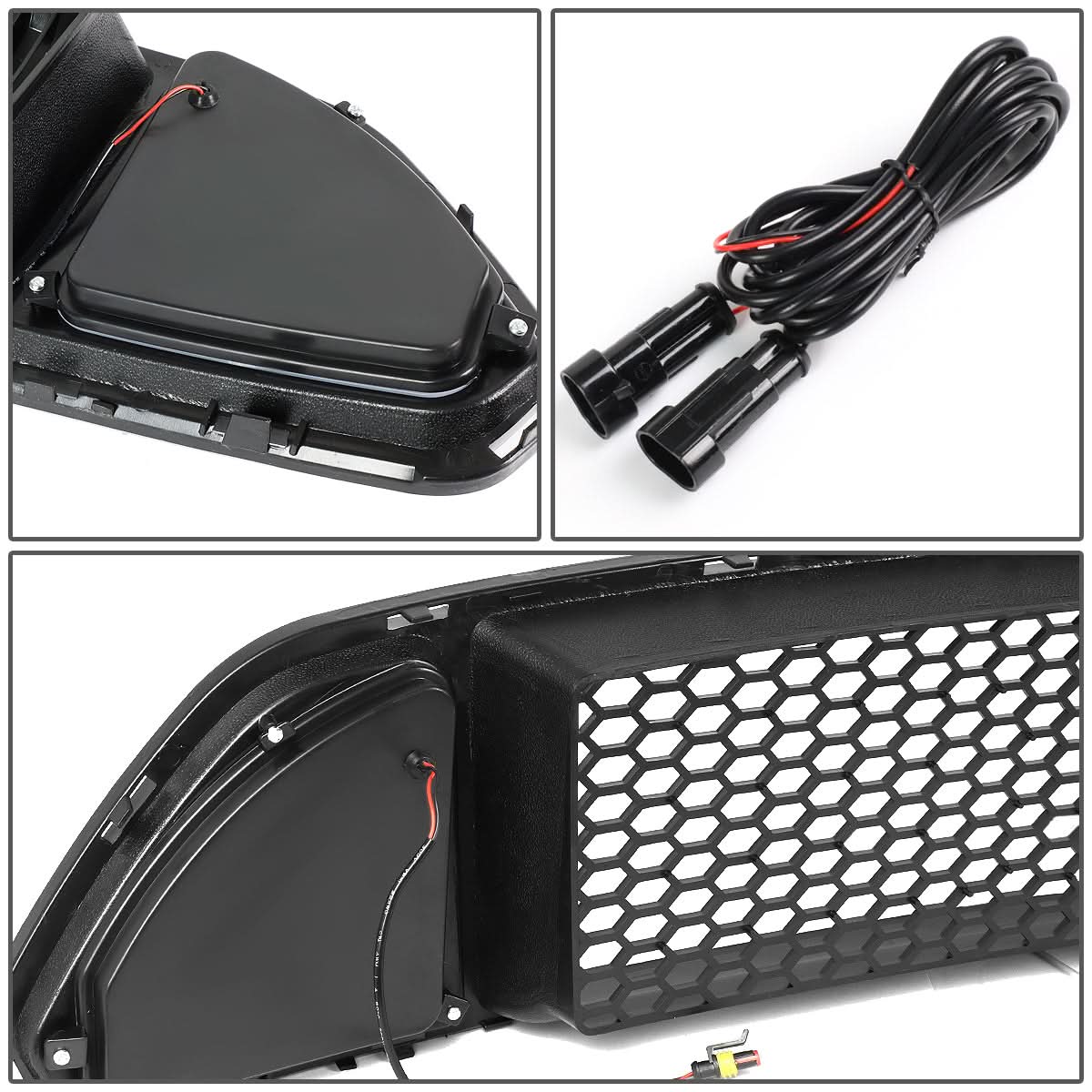 2015-2017 Ford Mustang Badgeless Honeycomb Mesh Grille - Black