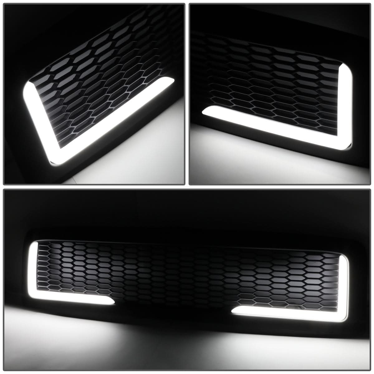 94-02 Dodge Ram Honeycomb Mesh Grille w/ LED DRL Lights - Matte Black
