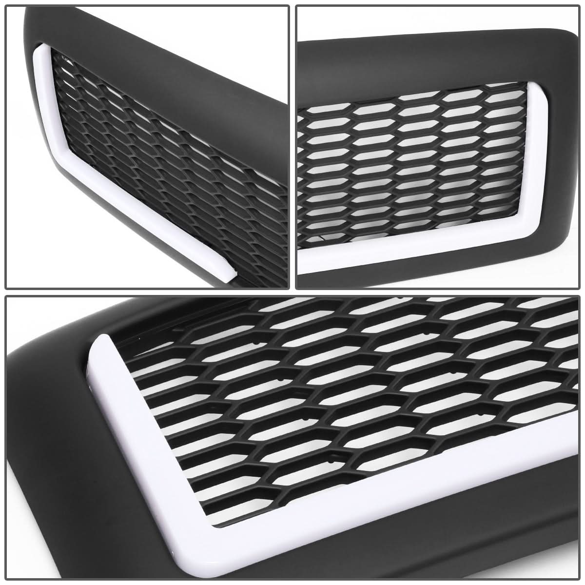 94-02 Dodge Ram Honeycomb Mesh Grille w/ LED DRL Lights - Matte Black