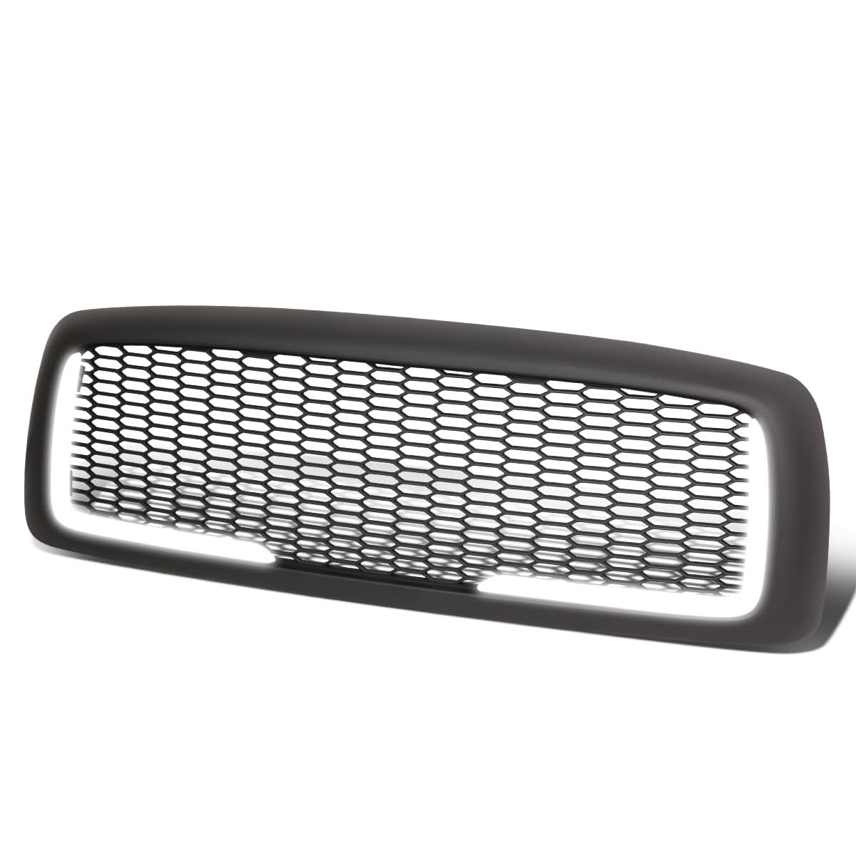02-05 Dodge Ram Honeycomb Mesh Grille w/ LED DRL Lights Matte Black