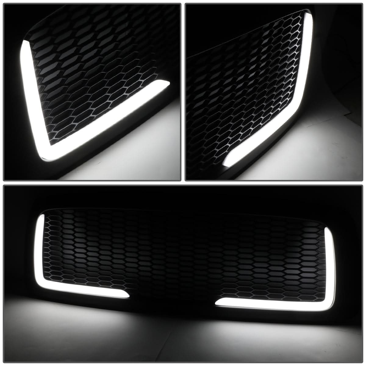 02-05 Dodge Ram Honeycomb Mesh Grille w/ LED DRL Lights Matte Black