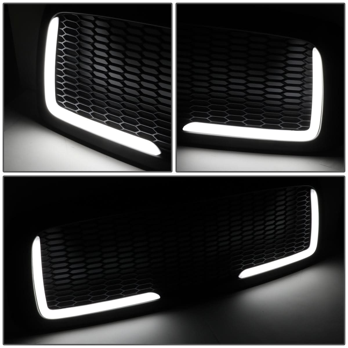 02-05 Dodge Ram Honeycomb Mesh Grille w/ LED DRL Lights Matte Black