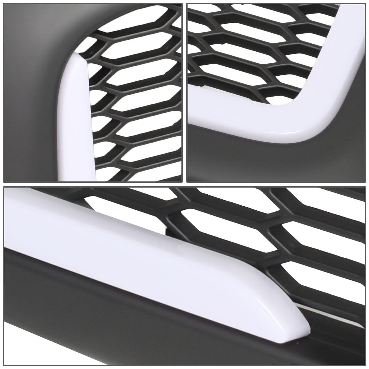 02-05 Dodge Ram Honeycomb Mesh Grille w/ LED DRL Lights Matte Black
