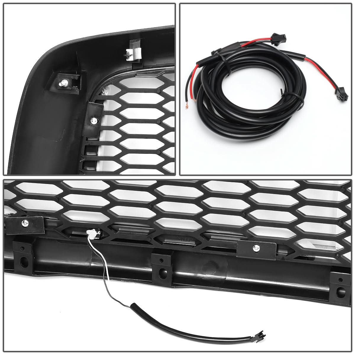 02-05 Dodge Ram Honeycomb Mesh Grille w/ LED DRL Lights Matte Black