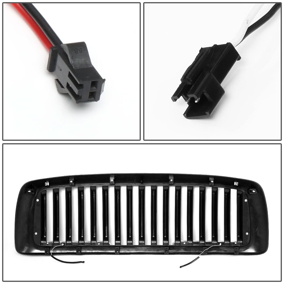 02-05 Dodge Ram Vertical Fence Style LED DRL Grille - Matte Black