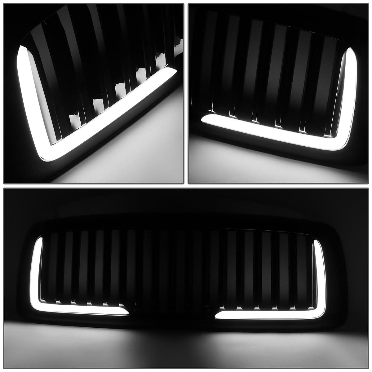 02-05 Dodge Ram Vertical Fence Style LED DRL Grille - Matte Black