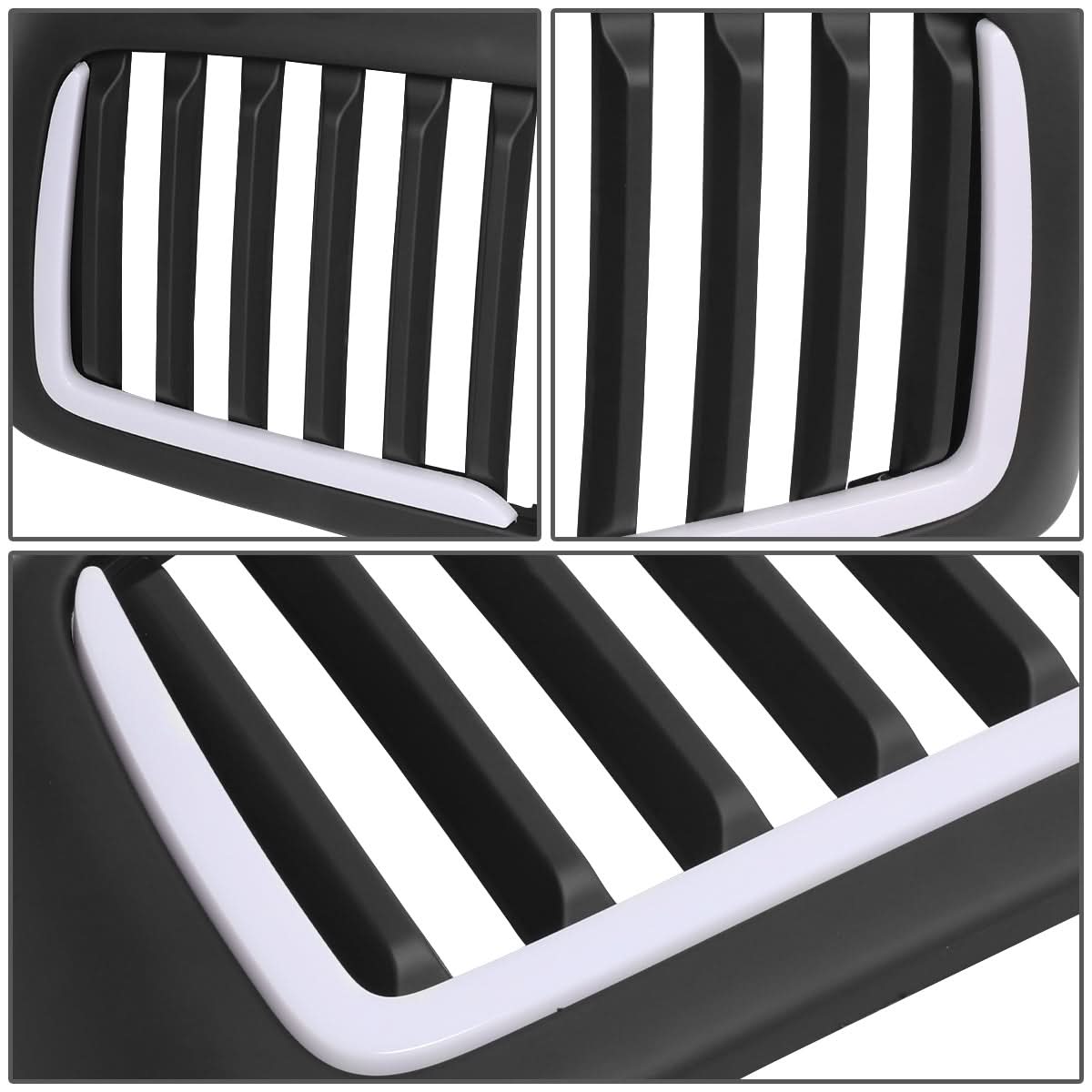 02-05 Dodge Ram Vertical Fence Style LED DRL Grille - Matte Black