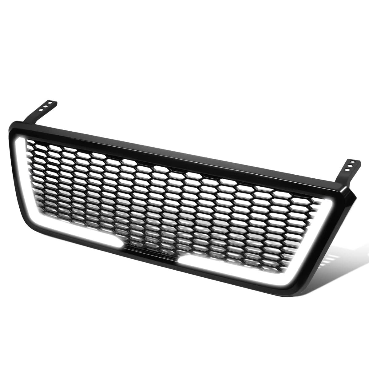 04-08 Ford F-150 Honeycomb Mesh Grille with LED DRL Lights - Black