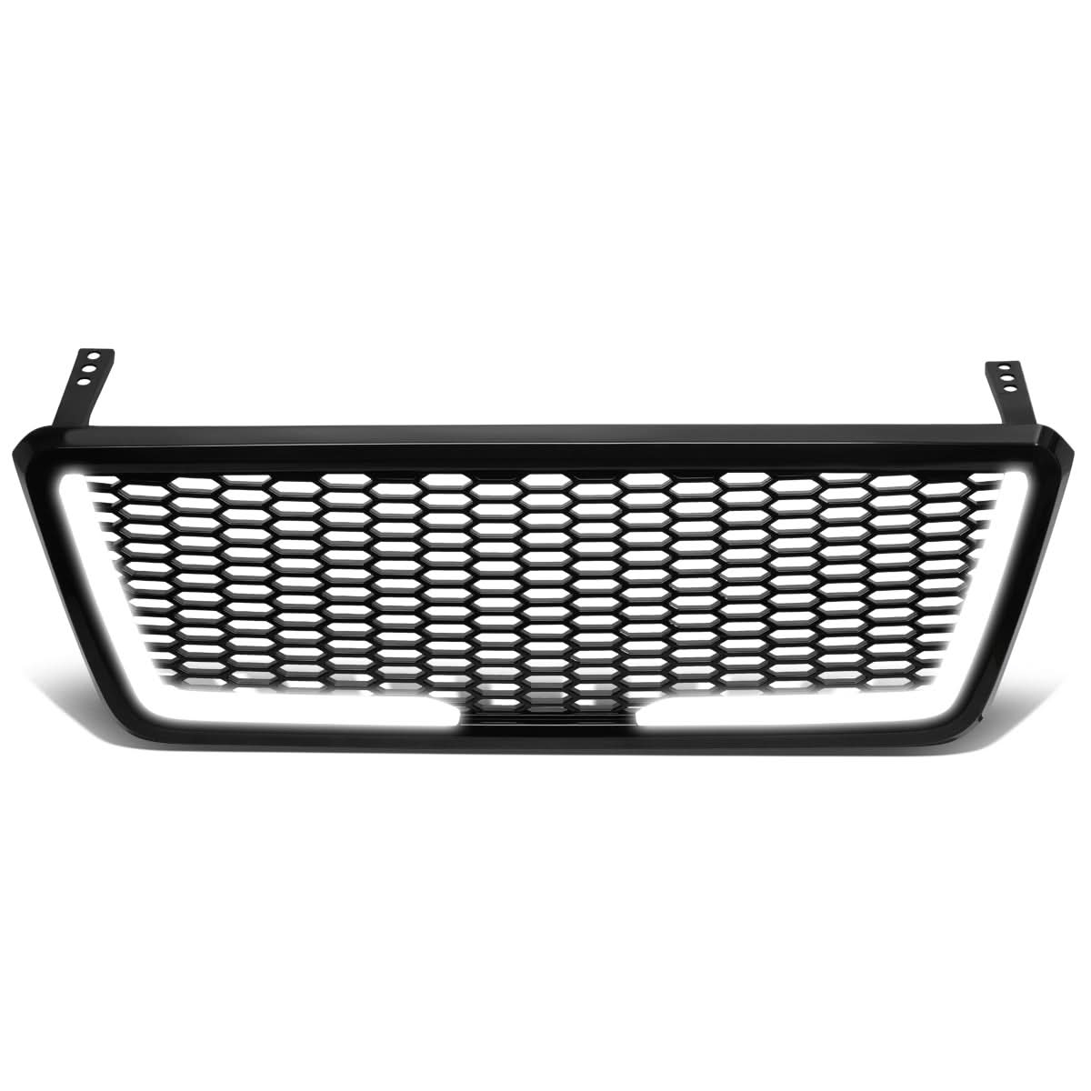 04-08 Ford F-150 Honeycomb Mesh Grille with LED DRL Lights - Black