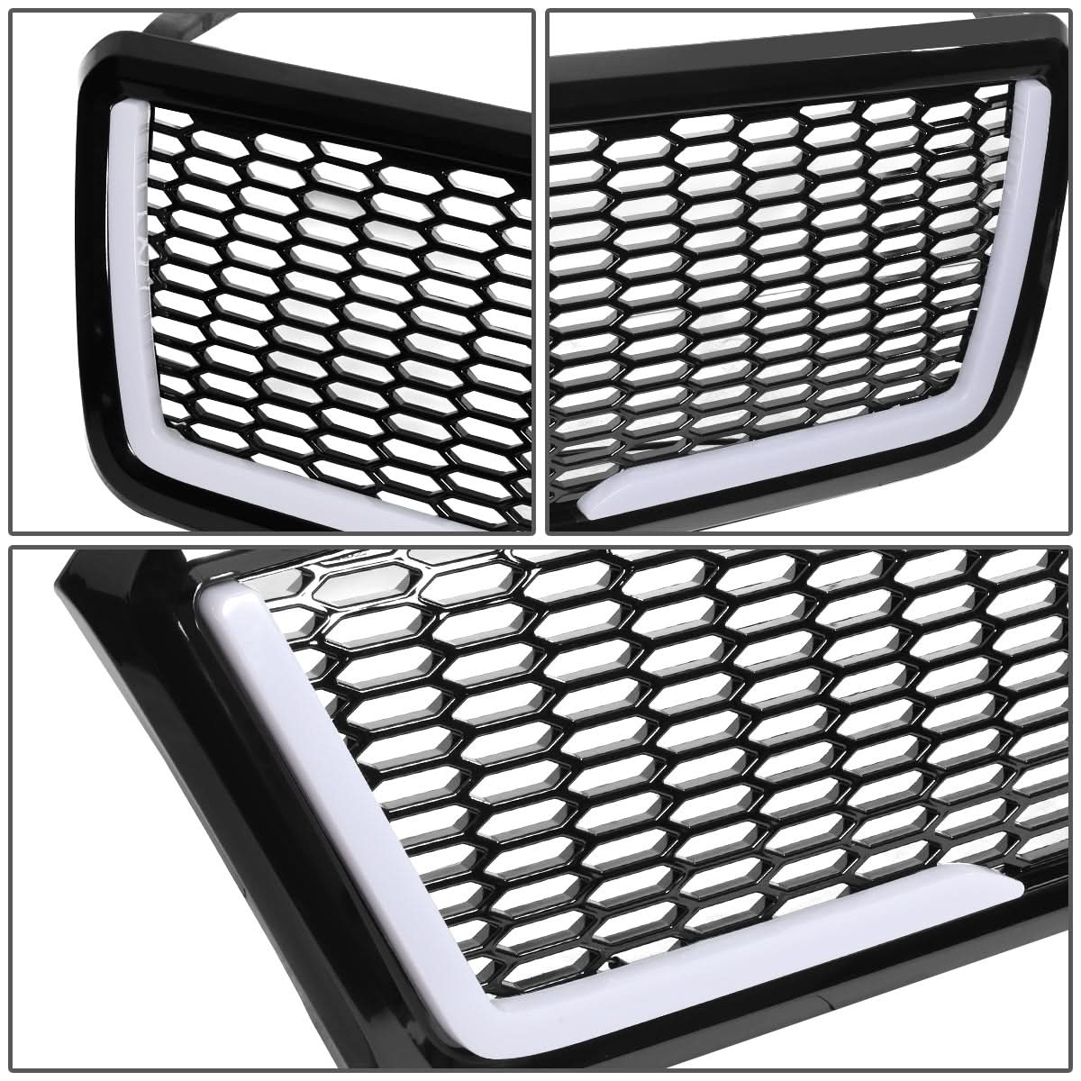 04-08 Ford F-150 Honeycomb Mesh Grille with LED DRL Lights - Black