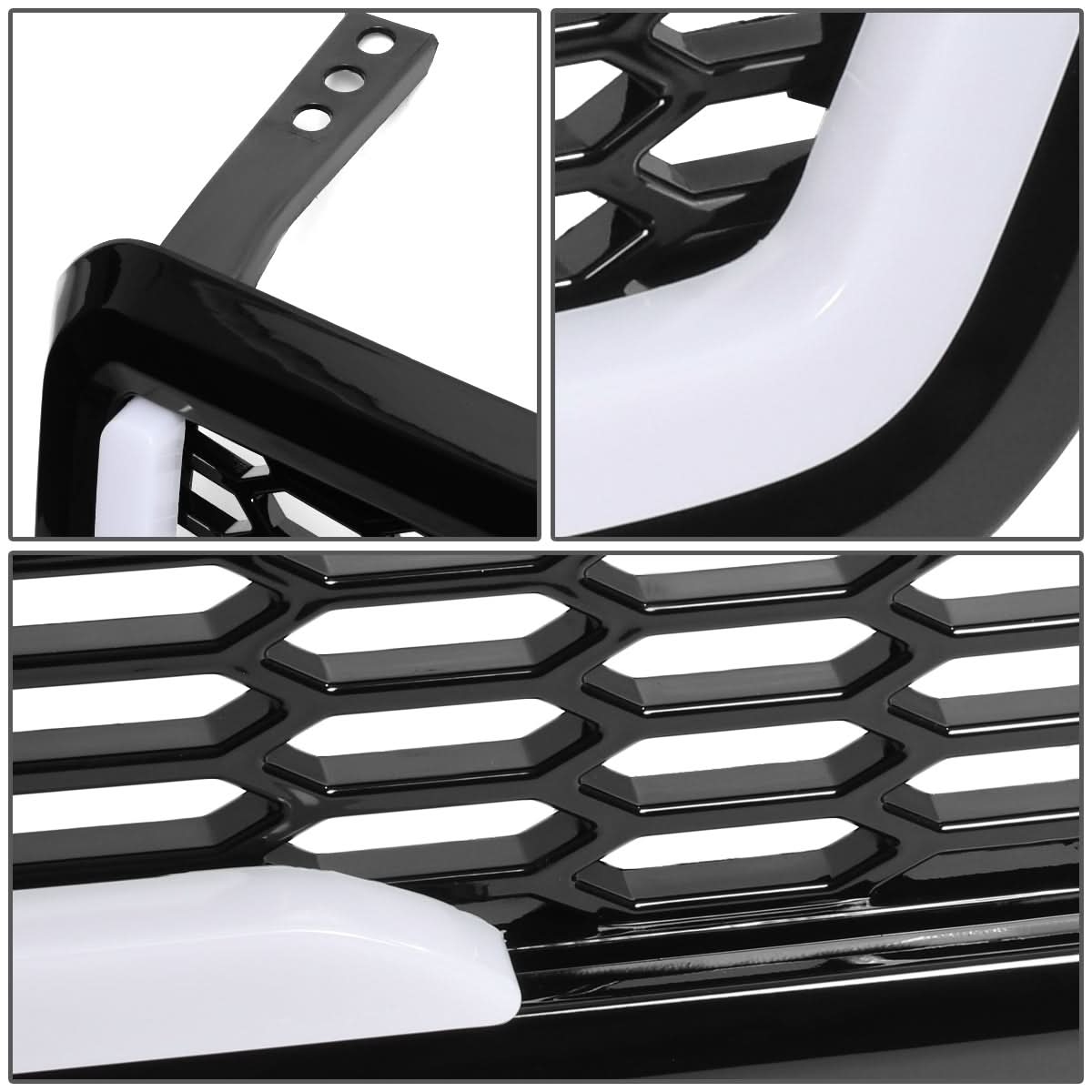 04-08 Ford F-150 Honeycomb Mesh Grille with LED DRL Lights - Black
