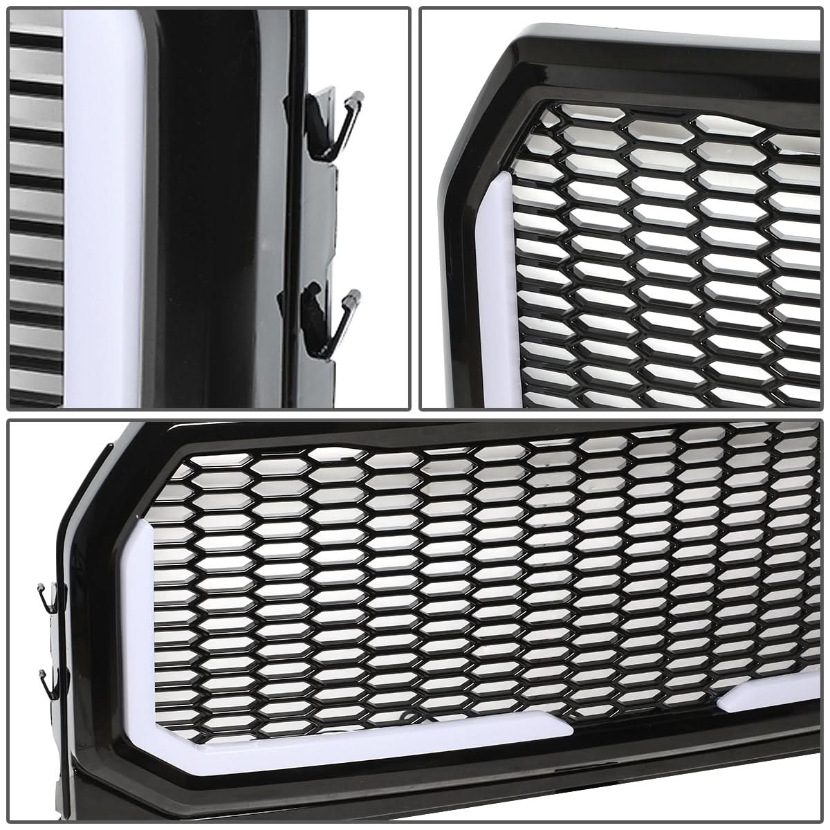 2015-2017 Ford F-150 Honeycomb Mesh Grille with LED DRL Lights
