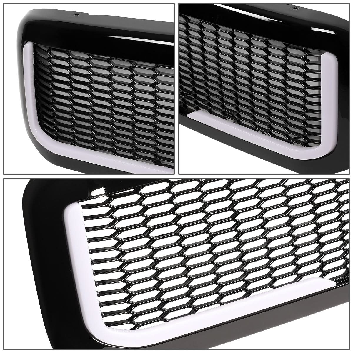 99-04 Ford F-250 F-350 F-450 F-550 Honeycomb Mesh Grille w/ LED DRL