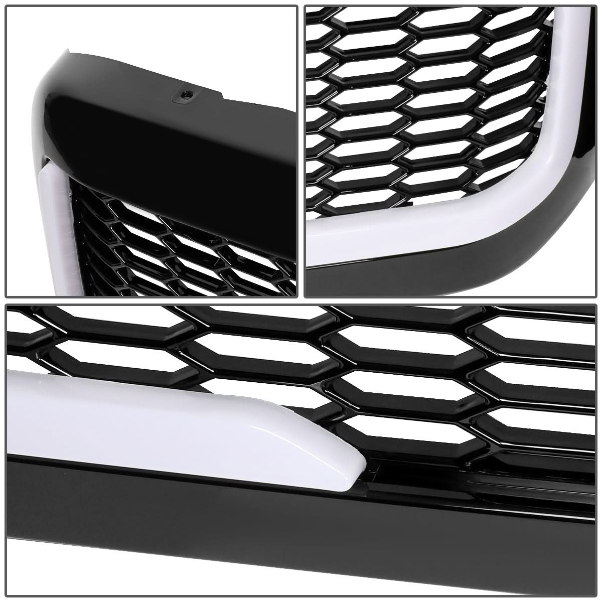 99-04 Ford F-250 F-350 F-450 F-550 Honeycomb Mesh Grille w/ LED DRL