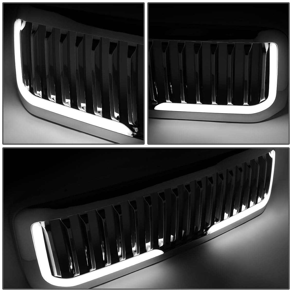 99-04 Ford F-250 F-350 F-450 F-550 Vertical Fence Style LED DRL Grille