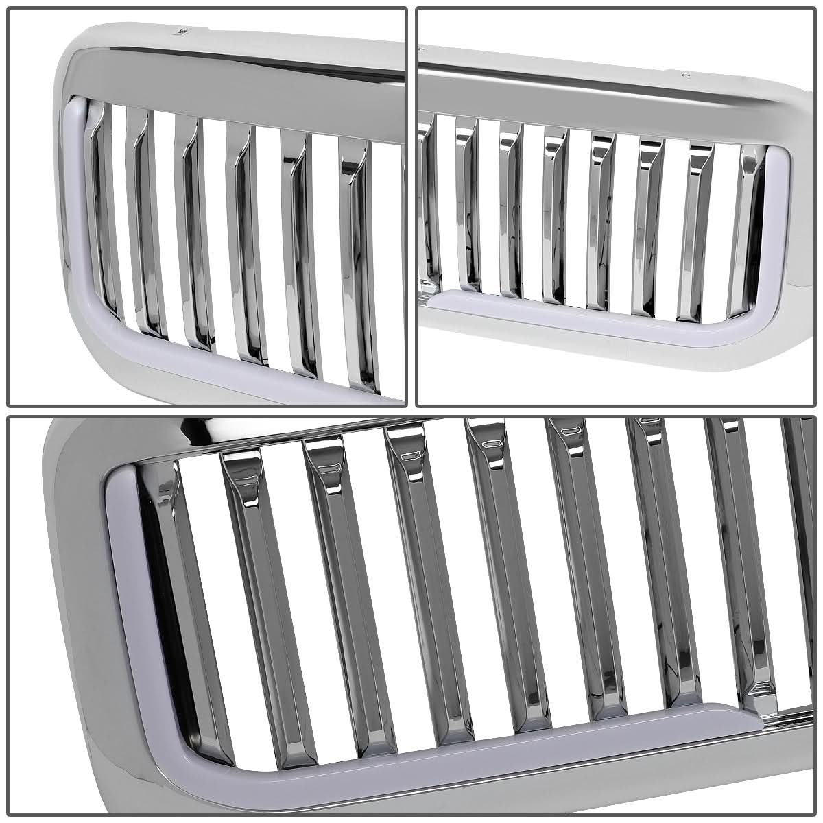 99-04 Ford F-250 F-350 F-450 F-550 Vertical Fence Style LED DRL Grille