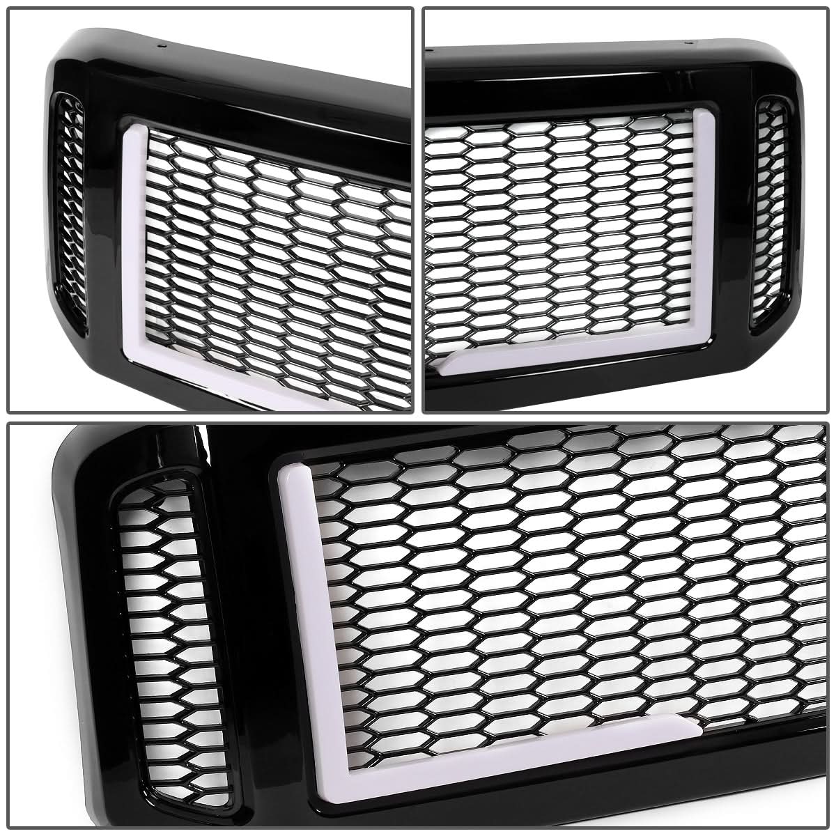 2005-2007 Ford F-250/F-350/F-450/F-550 Honeycomb Mesh Grille w/ LED DRL