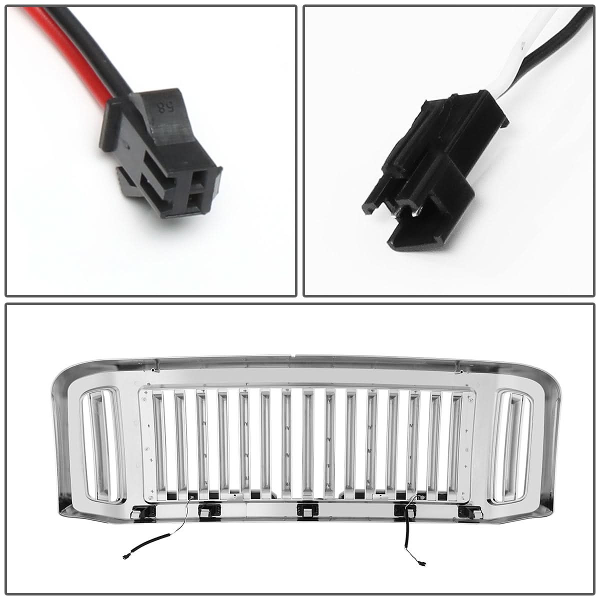 05-07 Ford F-250 F-350 F-450 F-550 Vertical Fence LED DRL Grille Chrome