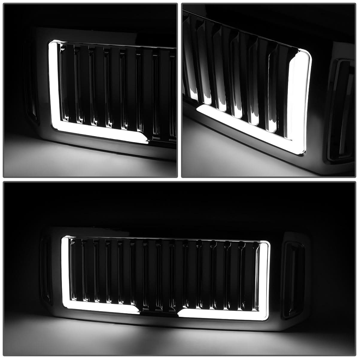 05-07 Ford F-250 F-350 F-450 F-550 Vertical Fence LED DRL Grille Chrome