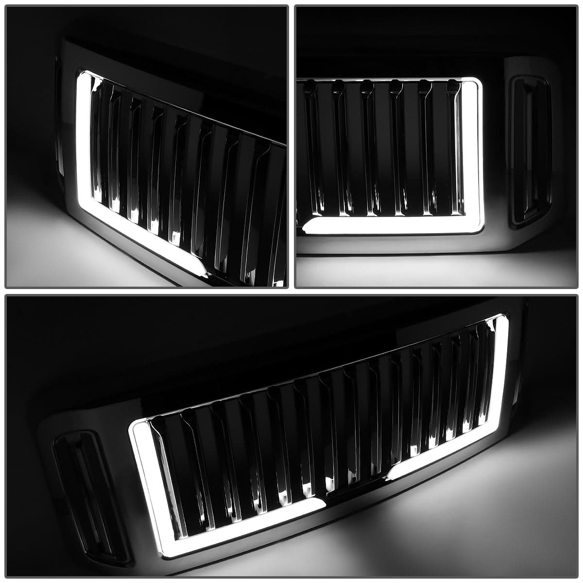 05-07 Ford F-250 F-350 F-450 F-550 Vertical Fence LED DRL Grille Chrome