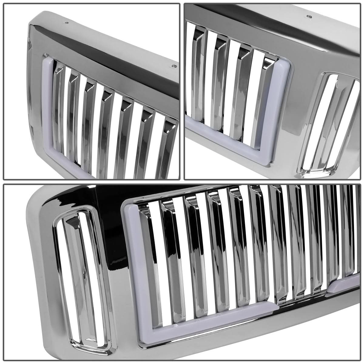 05-07 Ford F-250 F-350 F-450 F-550 Vertical Fence LED DRL Grille Chrome