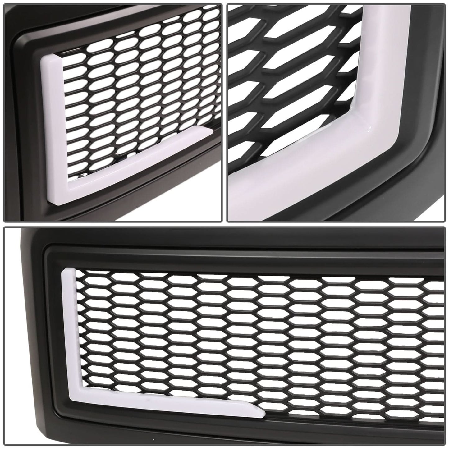 2008-2010 Ford F-250 F-350 F-450 F-550 Honeycomb Mesh Grille w/ LED DRL
