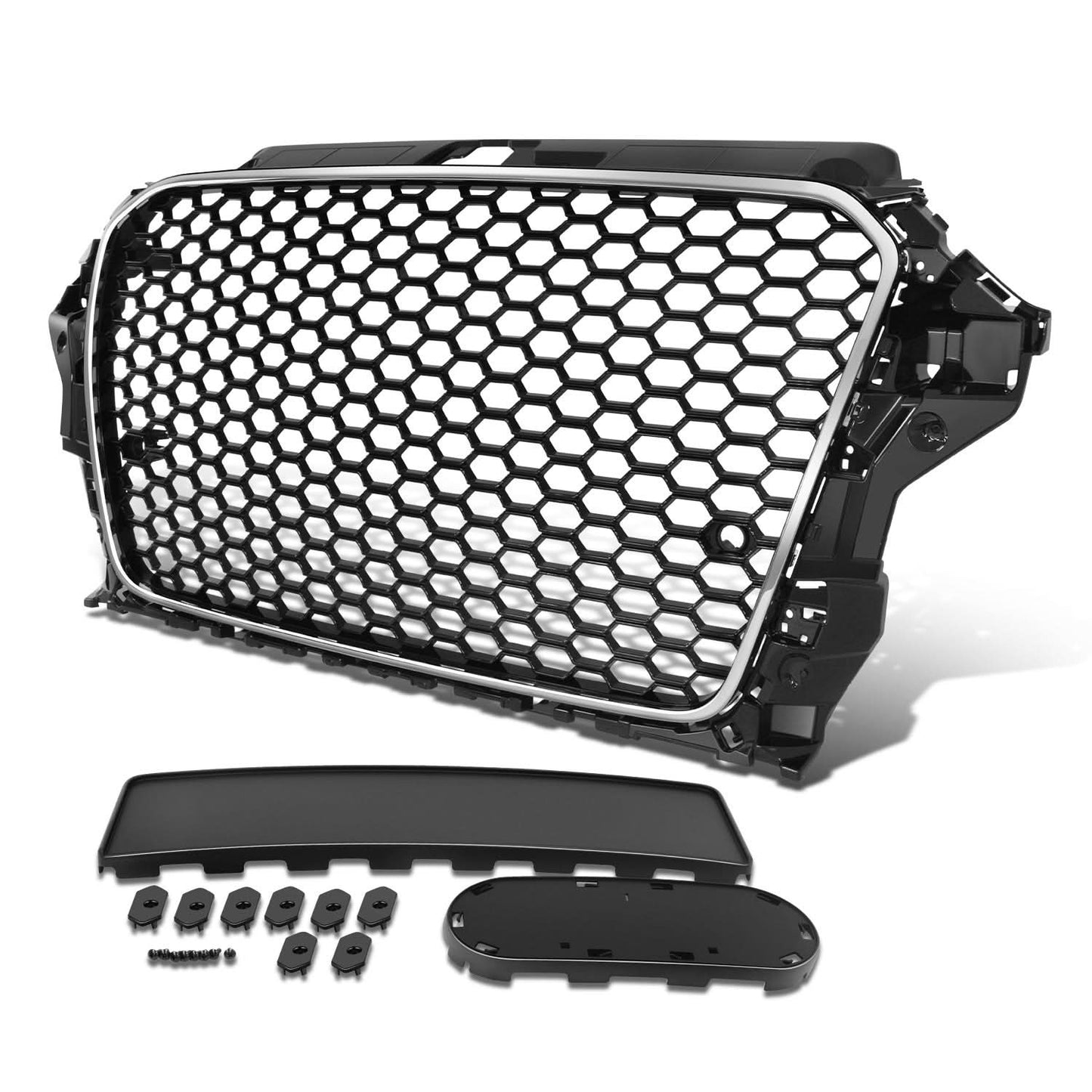 2014-2016 Audi A3 RS4 Style Grille Chrome Bezel Gloss Black