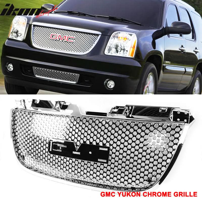 2007-2014 GMC Yukon Chrome Round Hole Mesh Style Upper + Lower  Grille
