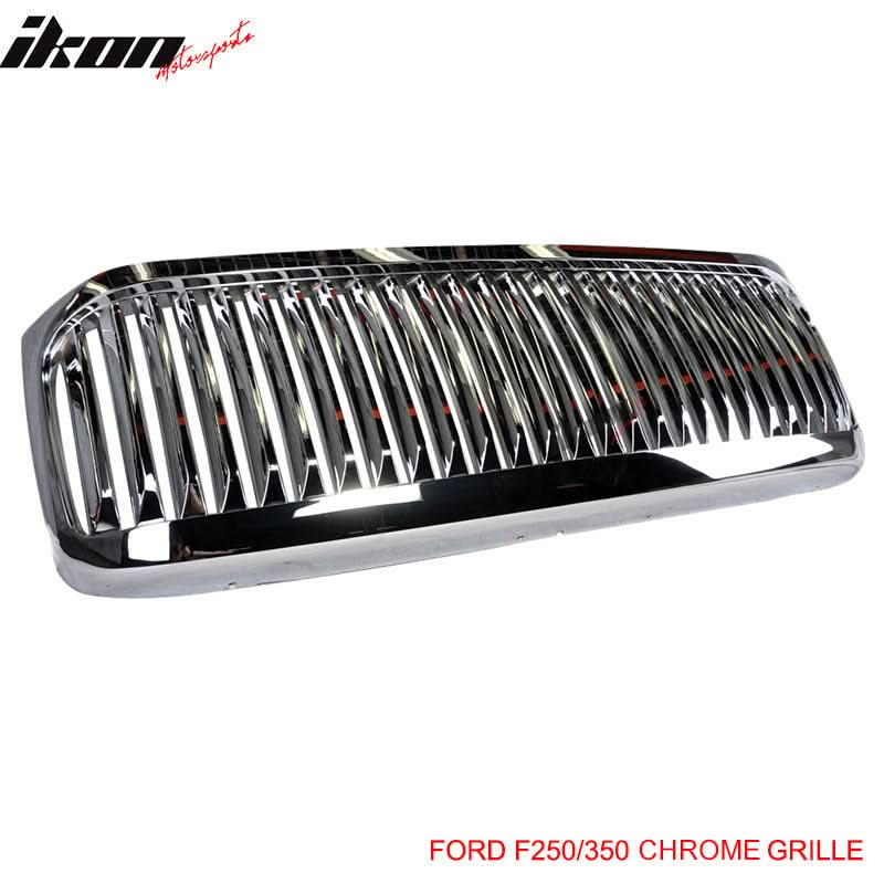 1999-2004Â Ford F250 F350 Excursion Vertical Hood Grill Grille Chrome