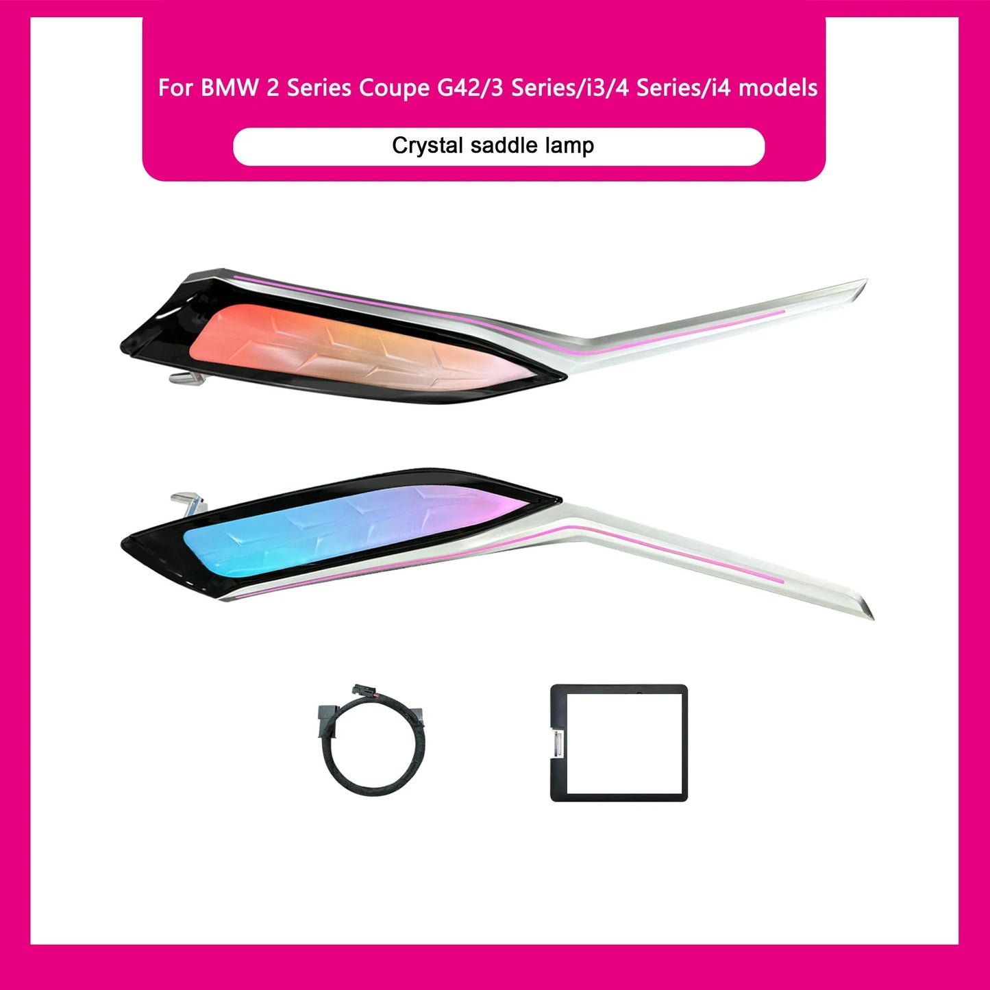 BMW 3 Series G20 / G28 / G80, 2 Series, i3, M3, M4 & G22 / G82 Center Console Saddle 64-Color LED Ambient Light Kit 2020 - 2024