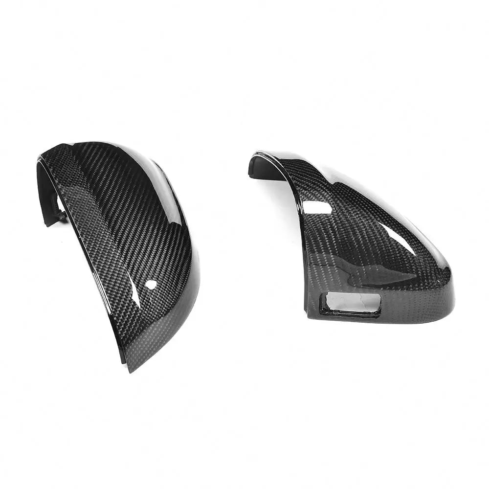 Audi A4 B9 Carbon Fiber Gloss Black Side Mirror Covers With Lane Assist Hole 2017