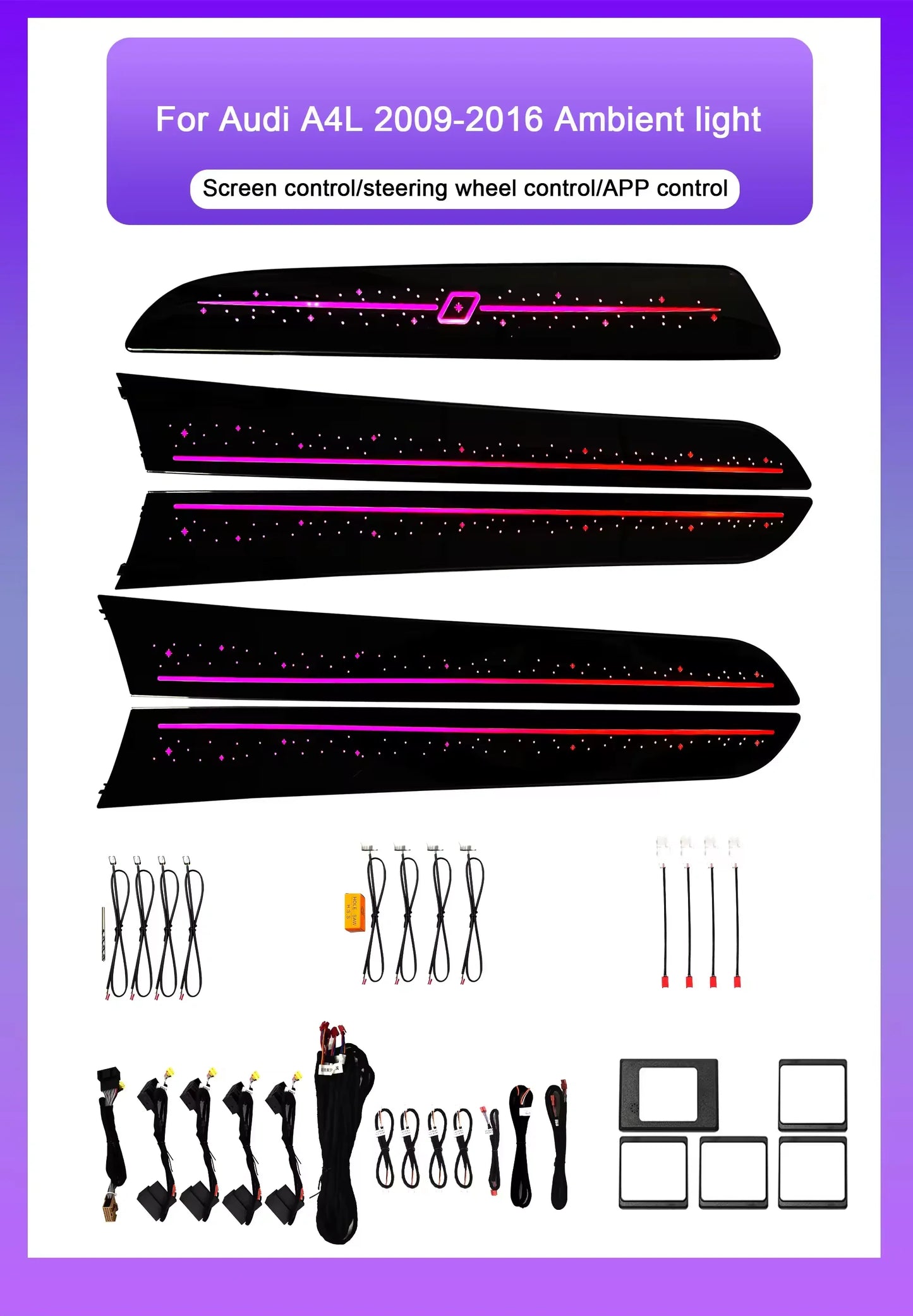 Audi A4 / A4L B8 / A5 / Q5 Interior 64-Color Star Sky Dynamic LED Ambient Light Kit 2009 - 2017
