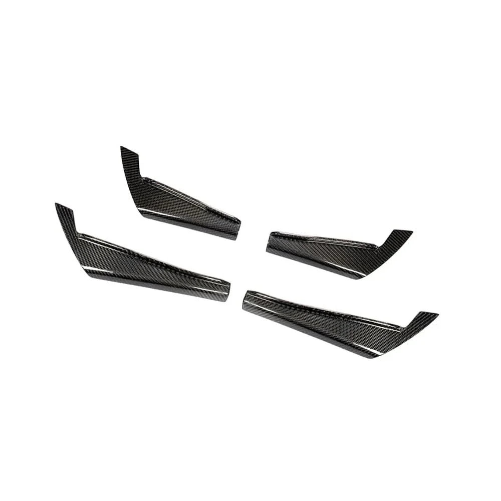 Audi A4 / RS4 B9 (2017-2020) Carbon Fiber Front Canards – RS4 Style Aftermarket Bumper Fins (4PC)