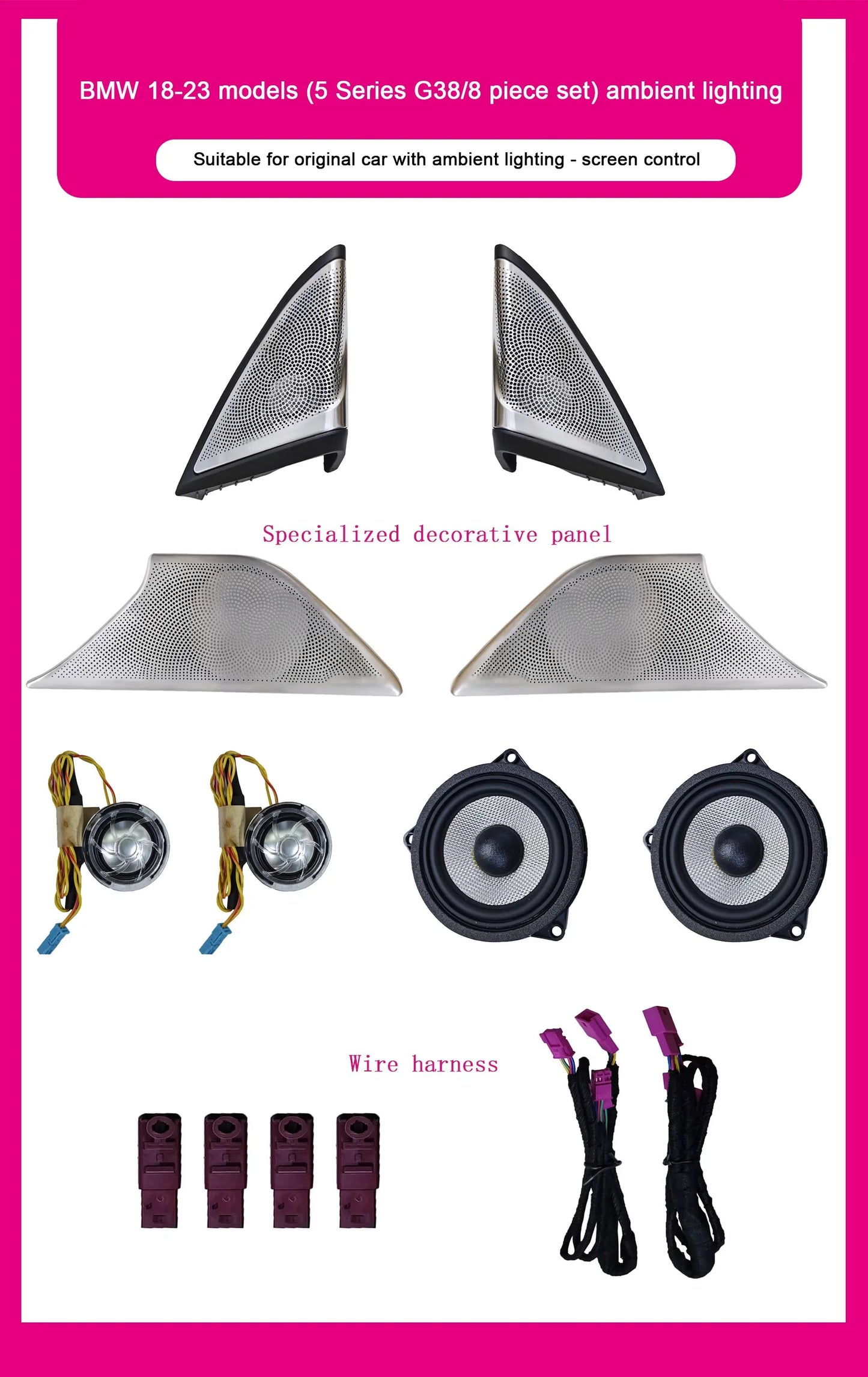 BMW 5 Series G30 / G31 / G32 / G38 Interior 64-Color LED Ambient Light Kit 2018 - 2023