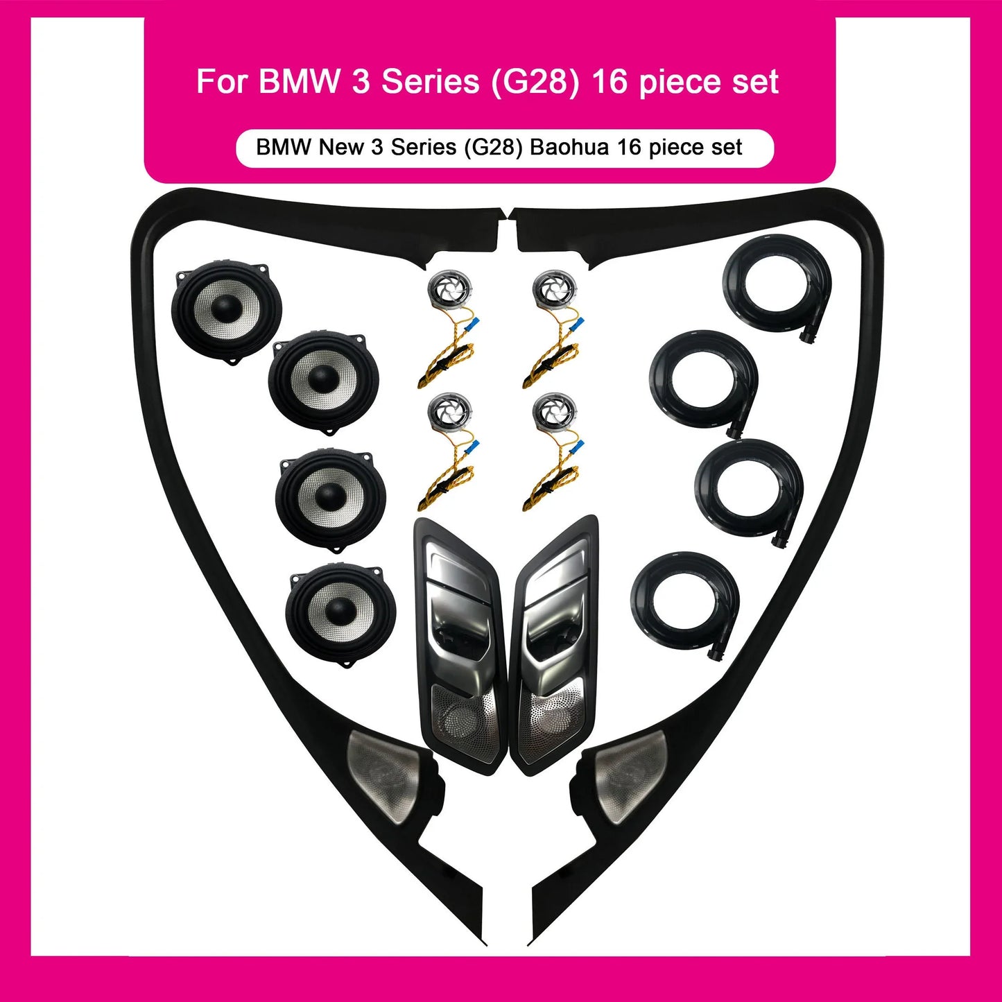 BMW 3 Series G20 / G28 Interior 64-Color LED Ambient Light Kit 16-Piece with Speaker Sound Hood 2020 - 2024