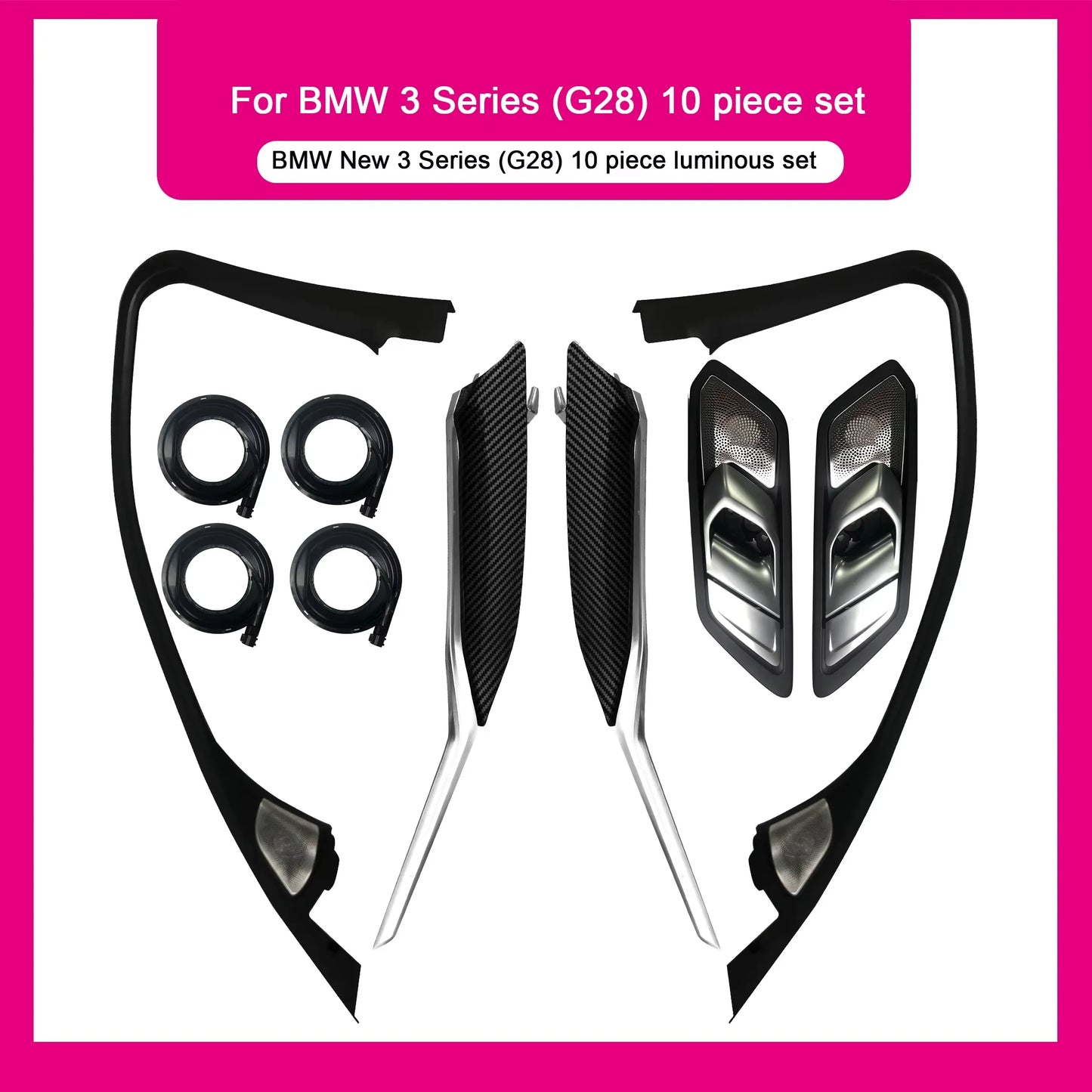 BMW 3 Series G20 / G28 Interior 64-Color LED Ambient Light Kit 16-Piece with Speaker Sound Hood 2020 - 2024