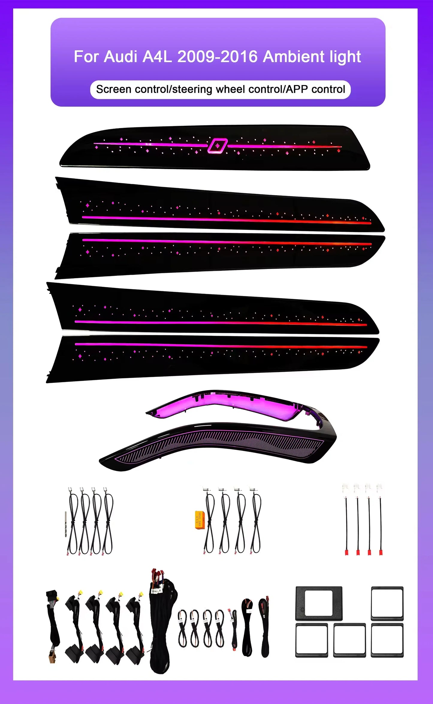 Audi A4 / A4L B8 / A5 / Q5 Interior 64-Color Star Sky Dynamic LED Ambient Light Kit 2009 - 2017