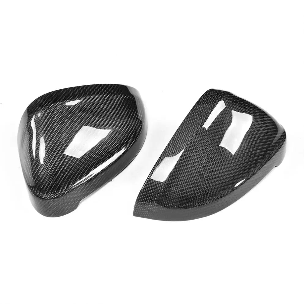 Audi A4 B9 Carbon Fiber Gloss Black Side Mirror Covers With Lane Assist Hole 2017