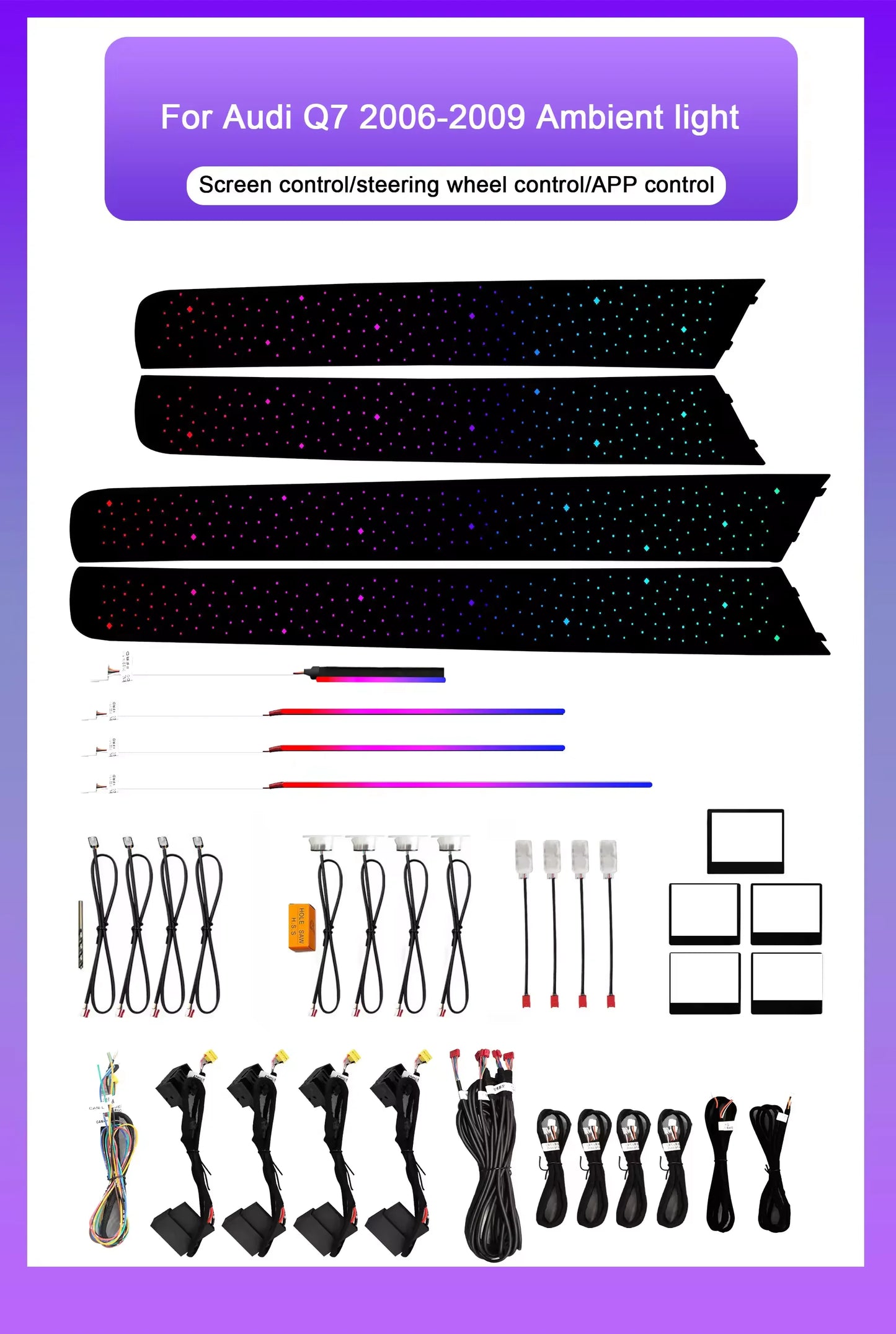 Audi Q7 Interior 64-Color Symphony LED Ambient Light Kit 2006 - 2015