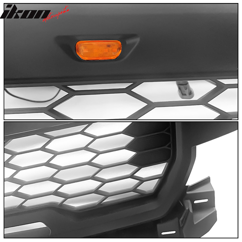 2018-2020 Ford F150 V3 Style Black Front Bumper Hood Grille White LED