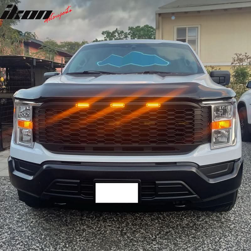 2021-2023 Ford F-150 Grill R Style Front Mesh Car Grille w/ LED ABS