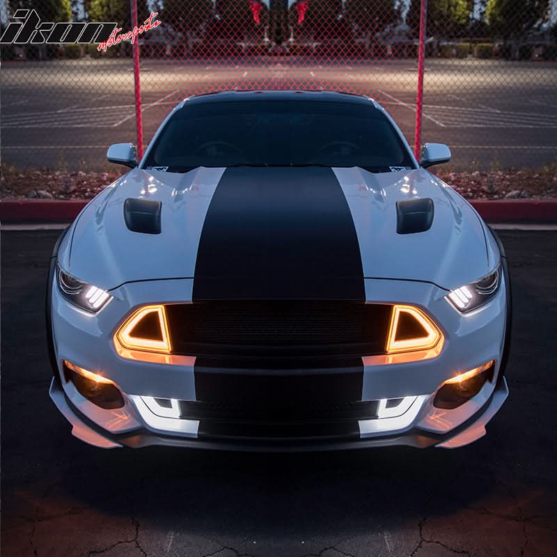 2015-2017 Ford Mustang Front Hood Grille White DRL LED w/ Turn Signal